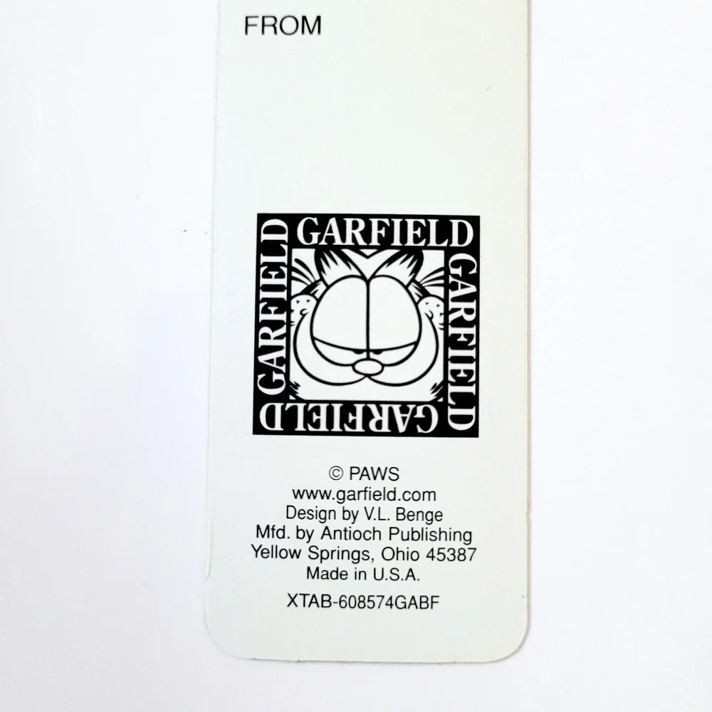 Vintage 90s Garfield Tab Bookmark All Good Jim Davis comic PAWS USA 1998 Antioch